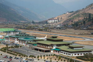 Bhutan, Paro. Paro Airport, is the only international airport in the Kingdom of Bhutan. It's considered one of the most challenging airports in the world, only a select number of pilots are certified to land here.